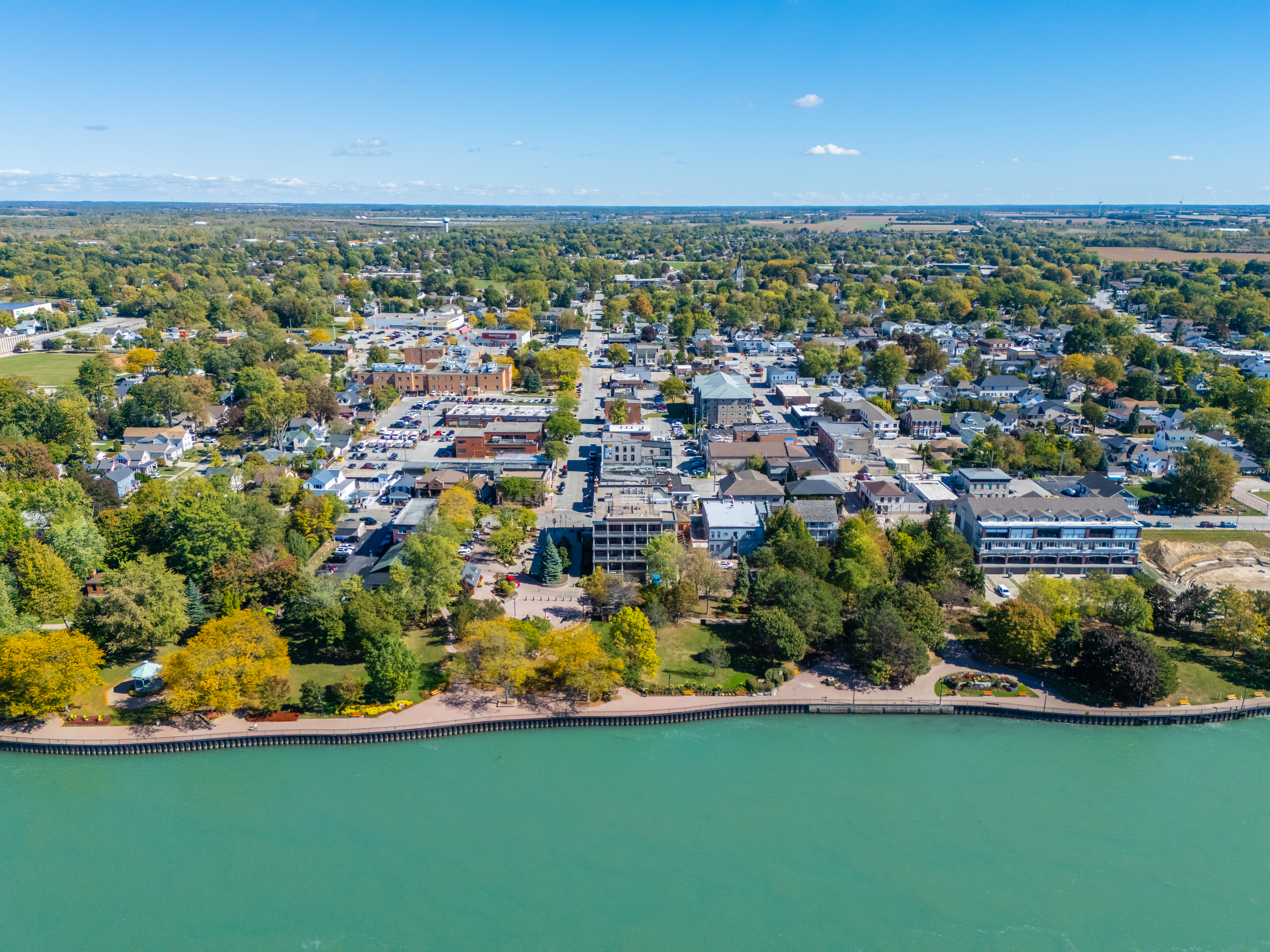 Amherstburg riverfront and downtown area